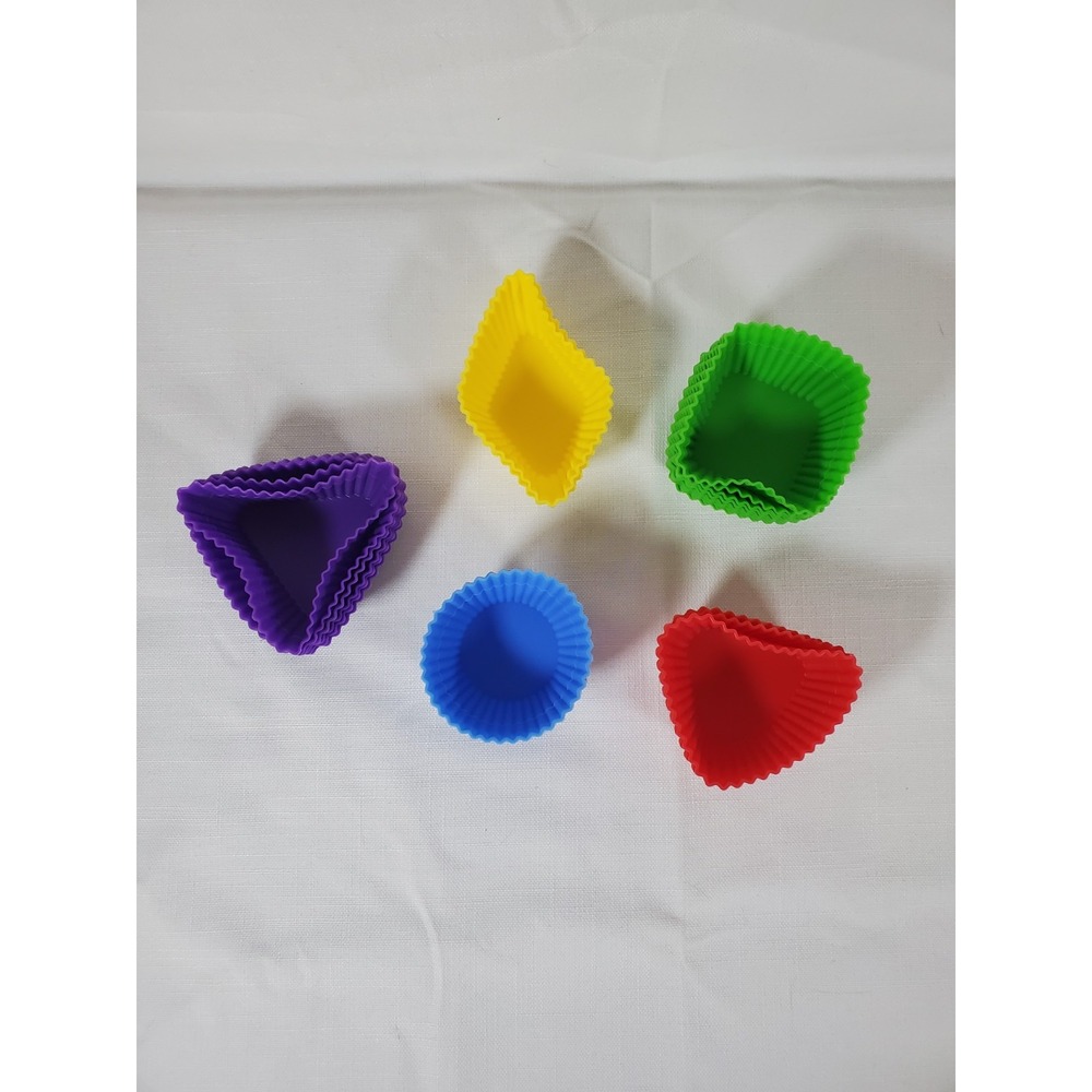 Wilton Silicone Baking Cups 24pc Lot Diamond Square Heart Triangle Round-NEW